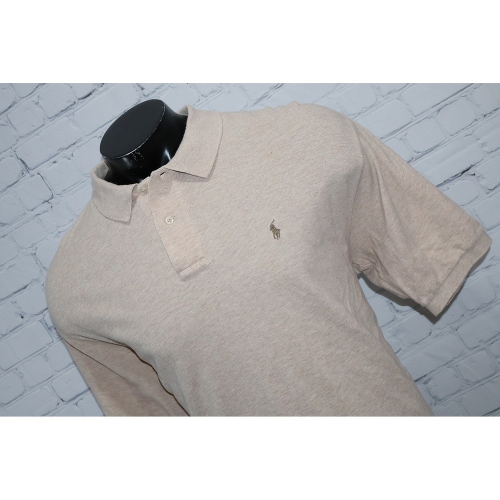 Polo Ralph Lauren Golf Polo Shirt Men XL Tan Beige Short Sleeve Pique Cotton